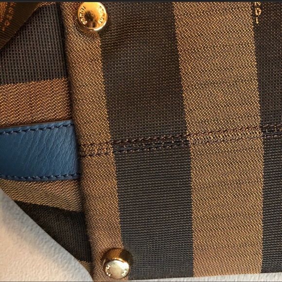 ‼️SOLD‼️ FENDI BLUE PEQUIN STRIPED CANVAS TOTE - Picture 6 of 8